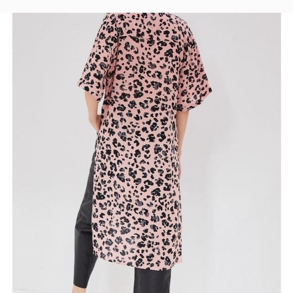 NWT Maeve anthropology Rita printed tunic small pink black button up - Picture 3 of 4